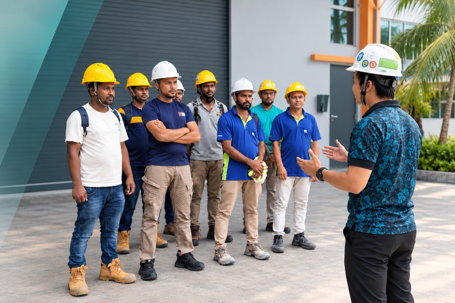 Tuning Electrical team participating in an on-site safety briefing